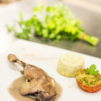 Gigolette de canette confite au vin rouge