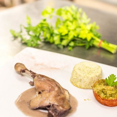 Gigolette de canette confite au vin rouge